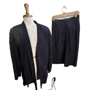 Originaux Par Pablo Leather Skirt Set Size 10 Vintage Women's Black Pencil Skirt
